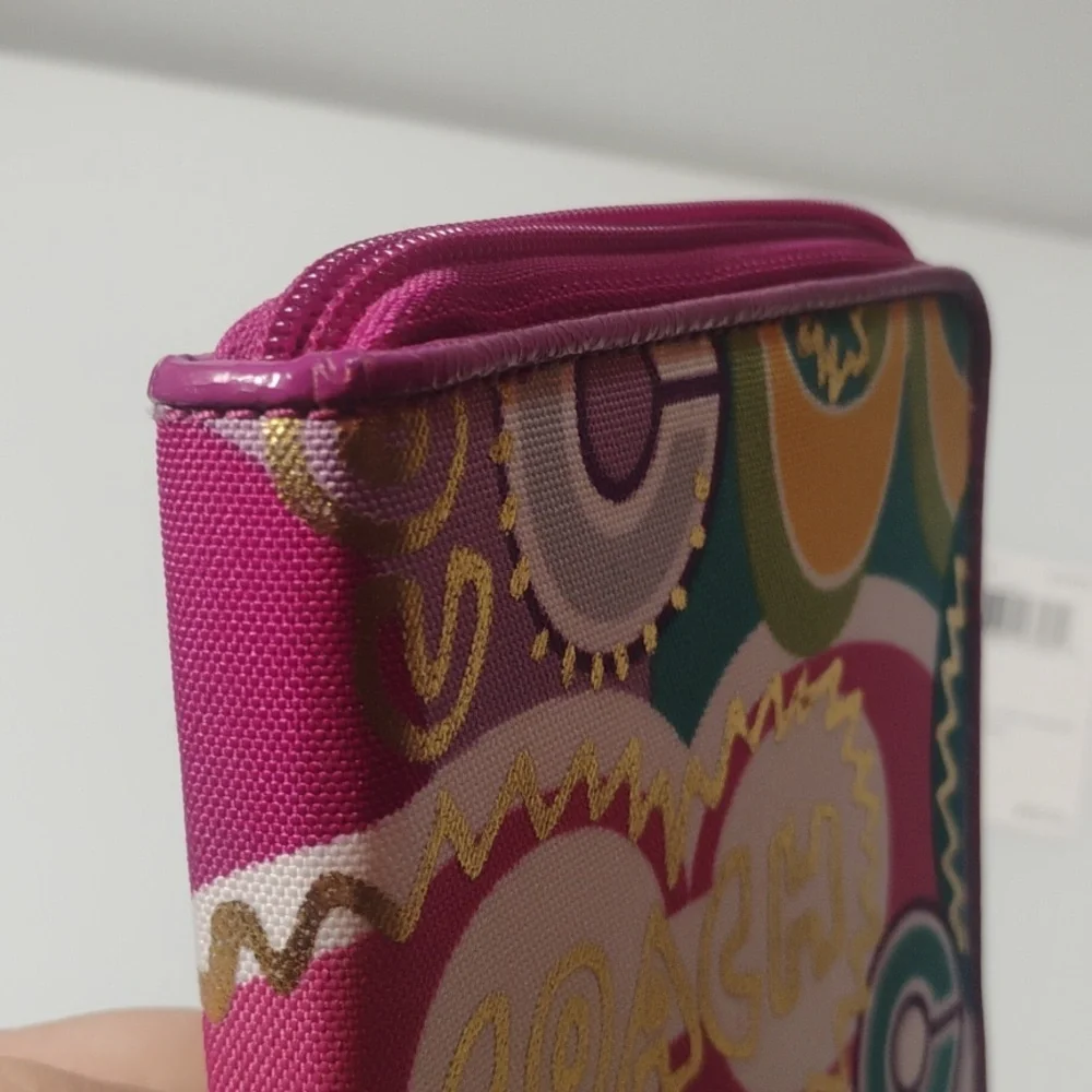 Coach Multicolor Graphic Logo Zip Phone Case - Purple, Teal, Yellow, Pink